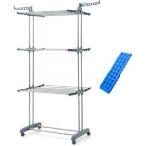 Pack &Eacute;tendoir Pliant Vertical &agrave; Roulettes et Plieur de Linge InnovaGoods