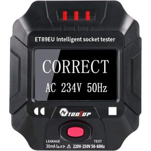 Testeur de Prise Electrique, Mesureur de Terre D&eacute;tecteur de Prise Num&eacute;rique Portable Intelligent Testeur RCD de Testeur de C&acirc;blage de Fr&eacute;quence de