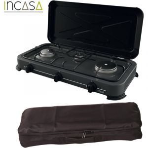 PACK INCASA R&eacute;chaud &agrave; gaz d'ext&eacute;rieur 3 feux + Sacoche de transport - Camping
