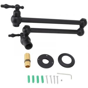 Ej.Life Robinet de Remplissage de Marmite, Robinet de Cuisine Mural en Cuivre Pliant Extensible Simple Robinet Froid avec Bras Oscillant à Double