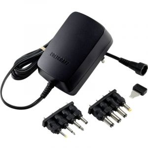 Voltcraft - Bloc d'alimentation réglable VC-11258700 3 v/dc, 4.5 v/dc, 5 v/dc, 6 v/dc, 7.5 v/dc, 9 v/dc, 12 v/dc 1.5 a 18