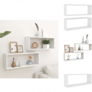 Vidaxl - tag&egrave;res murales cube 2 pcs Blanc 60x15x23 cm Bois d'ing&eacute;nierie - Etagere Murale - Rangement Mural - Etageres Blanches - Meuble Blanc