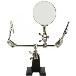 Troisi&egrave;me main avec pince et loupe - Aide &agrave; la soudure - Avec loupe grossissante 5x