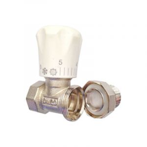 Vanne de Radiateur Thermostatique en Laiton 1/2 Pouces Type Droit DN15 Vanne de R&eacute;Gulation de Temp&eacute;Rature Automatique Chauffage par le（DN15）
