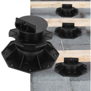 ALOVZE Plots terrasse pour lambourde r&eacute;glable bois ou composite Noir 60 &Agrave; 140 MM (20 plots)