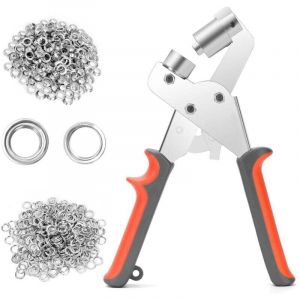 Lling - Pince à œillets avec 500 œillets argentés 3/8' (10 mm) pour cuir cuir ceinture tissu pvc vêtements bâches sacs et étuis