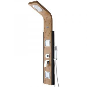 Vente-unique - Colonne de douche hydromassante, pluie tropicale et panneau en bambou - 22145 cm - dalima
