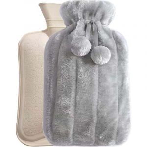 Thermos confortable en fausse fourrure, thermos de 2 litres avec couvercle, grand thermos pour soulager les douleurs du dos, du cou et des &eacute;paules