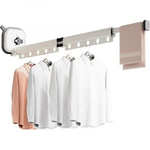 &Eacute;tendoir &agrave; Linge Mural, Cintre Mural Porte v&ecirc;tements Pliable avec Trous Suspendus, Rotatif &agrave; 360 &deg;, Aluminium Etendoir Linge pour Balcon, Salle de