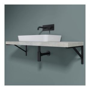 Doporro - 2 pi&egrave;ces equerre de fixation plan de toilette &eacute;tag&egrave;re tablette murale acier inox noir 45cm WH02