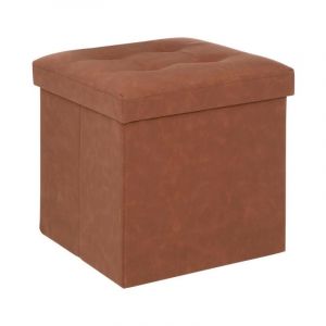 Pouf Carré Pliable Design 'Soren' 38cm Marron