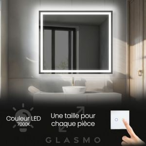 Foram - Miroir Salle de Bain led 70x60 cm Bella - Horizontal Rectangulaire Miroir Mural Avec Éclairage Intégré Miroir Lumineux - Blanc Froid 7000 k