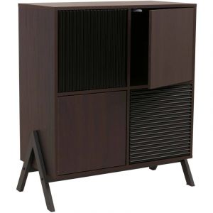 [JAMAIS UTILIS&Eacute;] Commode HHG-996, armoire buffet haut avec portes et compartiments de rangement, MDF m&eacute;tal m&eacute;lamine 94x79x40cm, aspect noyer