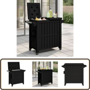 Vidaxl - Chariot de service 3 en 1 noir polypropylène - Chariot De Service - Chariot Bar - Meuble Extérieur - Mobilier Jardin - Glacière Mobile