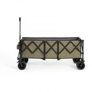 Brouette de Jardin Pliable - JAERLIUB - 300L - Acier Renforc&eacute; - Roues Tout-Terrain 7'' - Vert Militaire