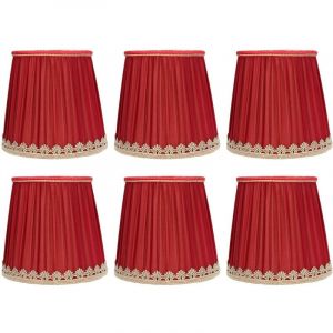 Abat-jour, petit abat-jour tissu vin rouge bord doré abat-jour pour applique murale lustre de table E14