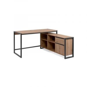 Sans Marque - Bureau d'angle réversible Denver - Panneaux de particules - Coloris chene artisan, anthracite - 139 x 75 x 142 cm