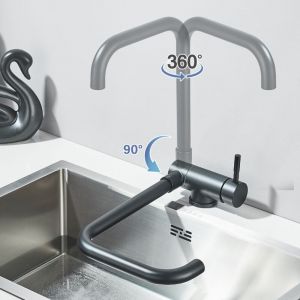 Mitigeur de Cuisine Rabattable &Eacute;vier avec Bec Haut d'&Eacute;vier &agrave; Arc &Eacute;lev&eacute; pulv&eacute;risateur 180&deg; Sous Fen&ecirc;treRobinet Cuisine Rabattable 180&deg;Sous Fen&ecirc;tre En