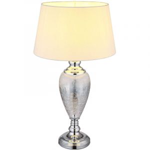 Lampe de table lampe de table table de chevet lampe de salon chrome blanc E27 lampe de lecture verre
