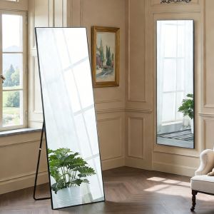 Miroir Int&eacute;gral - 150 x 40 cm, Miroir Rectangulaire sur Pied, &agrave; Poser au Sol, Cadre en Alliage d&rsquo;Aluminium, HD Verre Tremp&eacute;, pour Chambre, Salon,