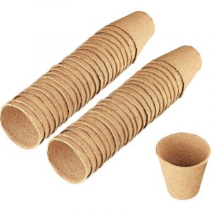 100 Pi&egrave;ces 6CM Pot de Culture Biodegradable pour Semis, Peti Pot pour Plantation, Godets de Rempotage Degradable, pour Jardin, Potager, Serre
