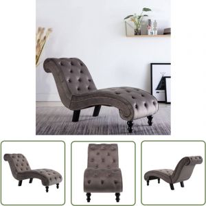 The Living Store - Chaise longue Velours Gris - Chaise Longue - Fauteuil Relaxant - Canap&eacute; Pliable - Mobilier Ext&eacute;rieur - Design Moderne