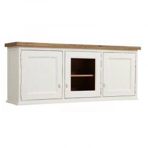 Decoration D ’ Autrefois - Meuble de cuisine haut 2 portes pleines 1 porte vitrée - Bois - Blanc - Interior's