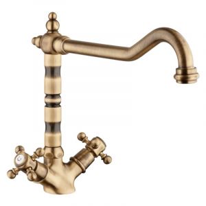 Paini France Robinetterie - M&eacute;langeur de cuisine bec r&eacute;tro mobile paini Tiffany Vieux Bronze