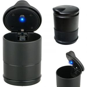 Cendrier de voiture avec lumière LED / cendrier portable avec couvercle ouvert - pour voiture, usage quotidien, usage domestique 2 pièces