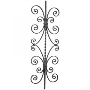Deco Fer Forge - Barreau semi-torsadé et double motif papillon en volutes - Hauteur 950mm Largeur 300mm carré de 12mm - Fer forgé - à souder