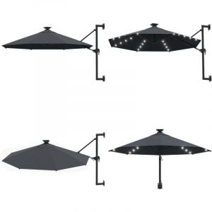 Parasol mural de jardin avec led 300 cm anthracite - Parasol Mural - Parasol Jardin - Parasol Extérieur - Ombrage Solaire - Éclairage Led - Home &