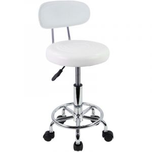 Tabouret pivotant &agrave; roulettes Tabouret Roulant Fauteuil pivotant Chaise de Bureau r&eacute;glable en Hauteur Tabouret pivotant avec Dossier Bas et