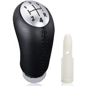 Pommeau de Vitesse 3 Levier de Vitesse pour Renault Clio III 2005-09, Megane 2 Laguna 2 2003-09, Clio 4 2012-19 Noir Cuir, avec Adaptateur