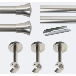 Boulet - Kit de tringle à rideaux Nickel Mat 300cm Diam.20mm Embout Pommeau - Fixation Mur