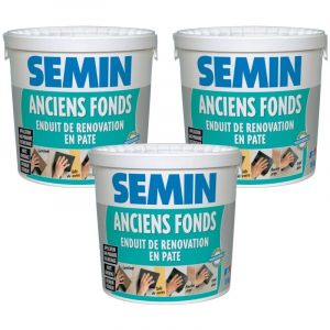 Anciens Fonds, Enduit de Rénovation pour les Supports Irréguliers Spécial Toile de Verre, Carrelage, Peinture, Intérieur/Extérieur, Seau de 15 kg,