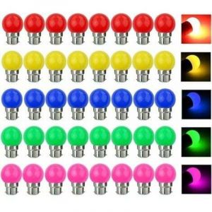 Lot de 40 Ampoule LED Couleur B22 3W équivalente 30W 300LM AC 220V B22 Baïonnette Ampoules Guirlande Couleur LED Ampoules Multicolore pour Maison Bar