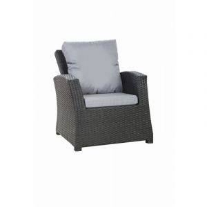 Coussins de fauteuil tress&eacute; en r&eacute;sine 56x52x7+56x50 2pcs Coussin de jardin Gris Coussin de chaise ext&eacute;rieur avec dossier ensemble de salon rotin