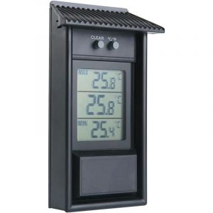 Thermomètre numérique à minimum et maximum, Thermomètre numérique pour extérieur intérieur, thermomètre de jardin noir, thermomètre Exterieur Mural