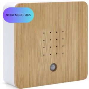 Maison d'oiseaux avec sons d'oiseaux et capteur - D&eacute;tecteur de mouvement - Petit meuble pour salle de bain et WC - Blanc/Bois