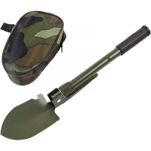 Pelle de survie pliante avec pioche et boussole - Outil de rentr&eacute;e militaire robuste pour le camping hors route, le jardinage, la plage, creuser la