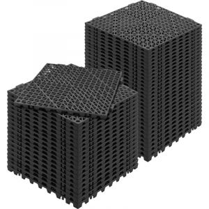 Mophorn - vevor Lot de 50 Dalles de Jardin Piscine 30x30x1,5 cm Noir Dalle Clipsable Ajouree Antiderapante en pvc Drainage Rapide Revetements de Sol