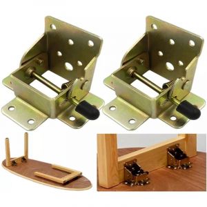 (1 paire) Rallonge de pied de table pliante autobloquante &agrave; 90 degr&eacute;s, support d'&eacute;tag&egrave;re pliante t&eacute;lescopique, support d'&eacute;tag&egrave;re cach&eacute; pour