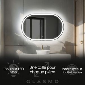 Foram - Moderne Miroir avec led Illumination Salle de Bain 120x70 cm Freya - Horizontal Ovale sur Mesure led Lumineux Miroir avec Éclairage intégré