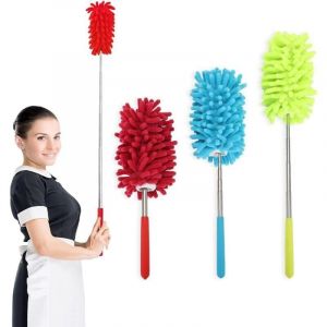 SNQ - Lot de 3 plumeaux à main 74cm en microfibre extensible à épousseter lavable avec perche télescopique pour éliminer nettoyage de voiture,