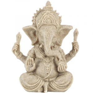Statue de dieu &eacute;l&eacute;phant indien Ganesha en r&eacute;sine de gr&egrave;s, Sculpture de bouddha Fengshui, artisanat de d&eacute;coration pour la maison