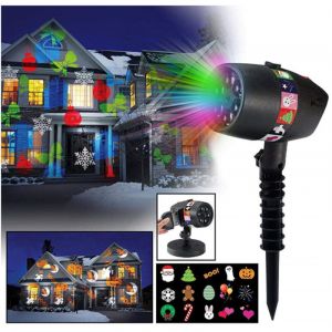 Projecteur de No&euml;l, 12 motifs LED, &eacute;clairage de jardin, &eacute;clairage de sc&egrave;ne, &eacute;clairage laser d'Halloween