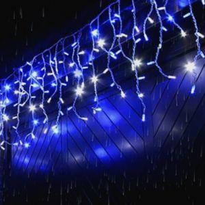 Guirlande Rideau lumineux 600LED IP44 10M - câble transparent - Bleu - SILUMEN