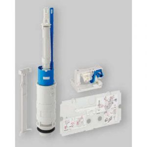 Geberit &ndash; M&eacute;canisme de chasse d'eau double pour kit de remplacement cassettes &ndash; Longueur 35.1 cm &ndash; Profondeur 17.7 cm &ndash; Compatible plaque Twineline30