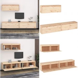 Meubles TV 3 pcs Bois massif de pin - Meuble Tv - Meuble Suspendu - Rangement Mural - Biblioth&egrave;que Murale - D&eacute;coration Murale - Home & Living