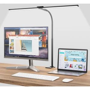 Lampe de Bureau LED Puissante, Dimmable Lampe Architecte &agrave; Pince, 5 Modes de Couleur, Protection Yeux Lumi&egrave;re Bureau Tactile Contr&ocirc;le pour PC